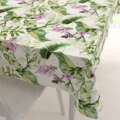 Biante Sametový obdélníkový ubrus Tamara TMR-035 Fialové zvonky s listy na bílém 130x160cm