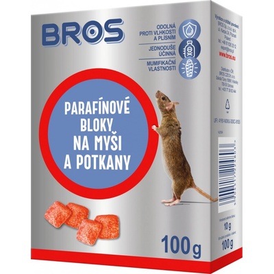 Rodenticid BROS parafínové bloky na myši a potkany 100g