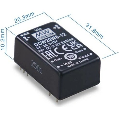 Mean Well DCW20W8-12 Měnič DC/DC modulový 20W 12V