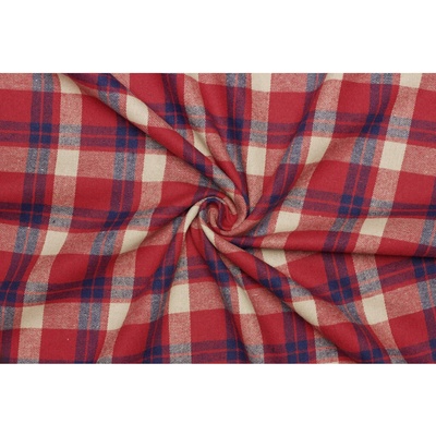 Flanel směsový - Červeno béžovo modré káro
