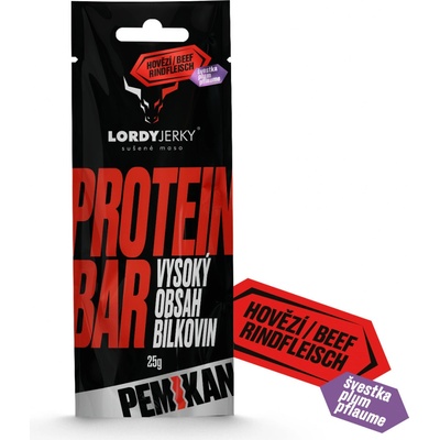 LORDY jerky HOVĚZÍ tyčinka PEMIKAN ŠVESTKA Protein Bar 25 g
