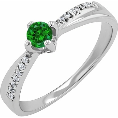 Eppi Zlatý prsteň s tsavorit granátom a diamantmi Sanely R33810
