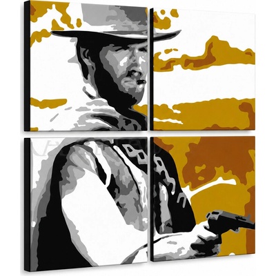 Ručne maľovaný POP Art obraz Clint Eastwood - 100x100 cm