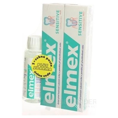 Elmex Sensitive zubná pasta 2 x 75 ml + ústna voda 100 ml darčeková sada