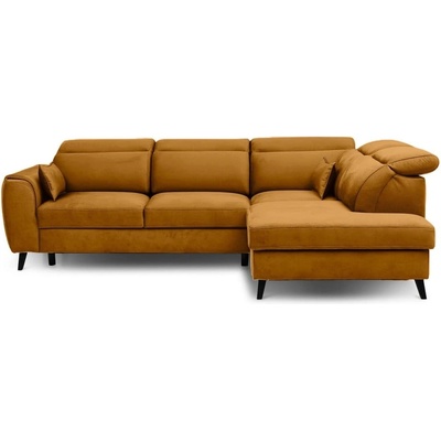 Eltap Жълт кадифен разтегателен ъглов диван с място за съхранение (десен ъгъл L форма) Noble - ELTAP (CO-NOB-RT-45NU)