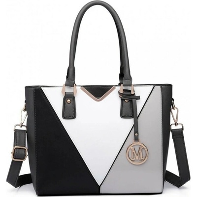 Miss Lulu kabelka shopper šedá bílá