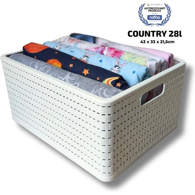 Rotho Úložný box Country 28 l, biela
