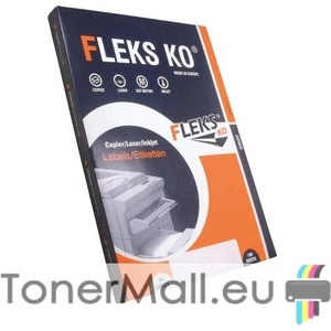  Етикети Fleks Ko бели, прави ъгли, 210x297 mm А4, 100 л. , 1 етикет / лист, рязан гръб
