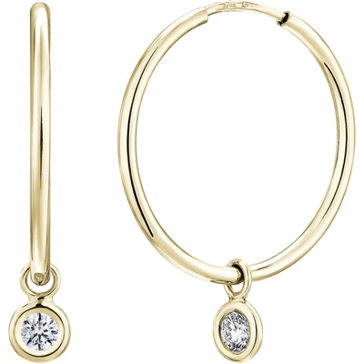 Tiami Kruhové náušnice s přívěskem Sweetie ze žlutého zlata s diamanty velké ESWY20003
