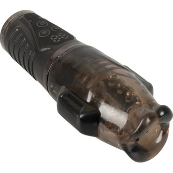 STROKER - всмукващ, вибриращ мастурбатор (сив)