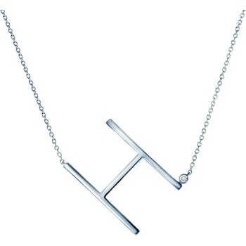 Image 1 of SAVICKI Колие с буква H: сребро. бял сапфир