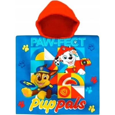 CurePink ručník pončo Paw Patrol Tlapková patrola Štěňata 60 x 120 cm