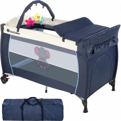 tectake 402201 slon 132x75x104cm s přebalovací podložkou a přepravní taškou modrá