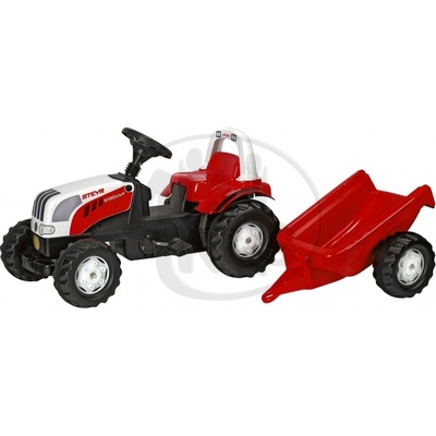 Rolly Toys Šlapací traktor Kid Steyer s vlečkou červený