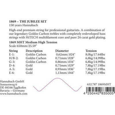 Hannabach Struny pro Klasickou kytaru Serie 1869 Carbon/Gold MHTD4 Gold MHT 18694MHT 196300