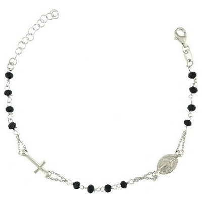 Infinitysilver stříbrný náramek růženec s černými korálky SB191360