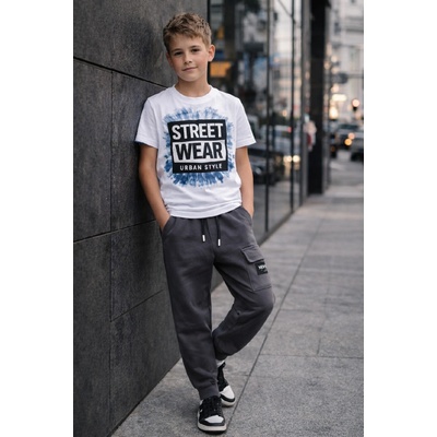 Fashionkids Chlapčenské cargo tepláky NEW Nathional Atrancítová