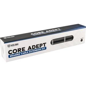 Kolink Комплект удължителни захранващи кабели Kolink Core, оплетени, Black/Grey (KOLINK-ACC-ZUAD-1284)