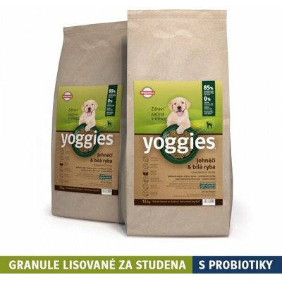 Yoggies Minigranule s jehněčím a bílou rybou 30 kg