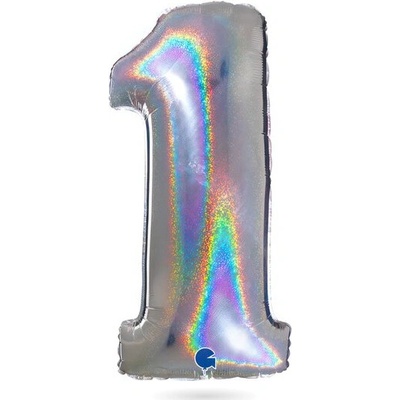 Nafukovací balón číslo 1 holografický, 102 cm Grabo Grabo