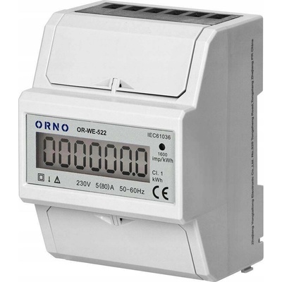 Jednofázový elektroměr Orno 80A IP20 5 modulů