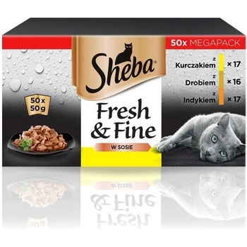 Sheba Fresh & Fine Drůbeží příchutě v omáčce 50 x 50 g