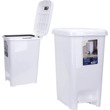 Dünya Plastik 10 л бял кош за боклук с педал Dunya модел Slim (01041)