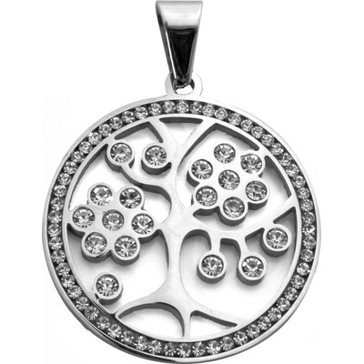 BM Jewellery Přívěsek strom života z chirurgické oceli se zirkony S775120