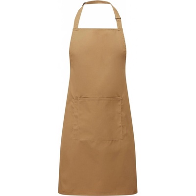 Premier Workwear Keprová pracovní zástěra s kapsou z kolekce Colours Collection hnědá střední Pantone 132C 72x86cm PW154