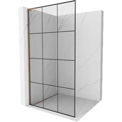 Mexen Kioto L Душ екрана Walk-in 110 x 200 см, черна решетка, розово злато - 800-110-103-60-77 (800-110-103-60-77)