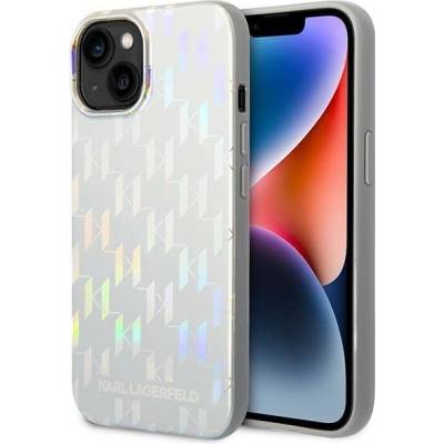 KARL LAGERFELD Кейс Karl Lagerfeld KLHCP14MLGMMSV3 за iPhone 14 Plus 6.7"", твърд, сребърен / сребърен, Monogram Iridescent