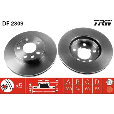 Brzdový kotúč TRW DF2809
