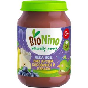 BioNino Био пюре BioNino Лека нощ - С круши, боровинки и извара, 6 м+, 190 g (BN2478) - baby