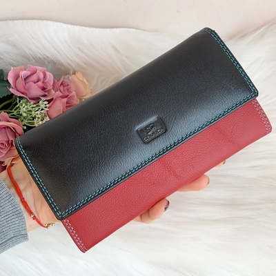 Естествена кожа портмоне Модел Somuch 406 Black/Red