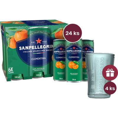 Sanpellegrino Clementina mandarinka plech 24 x 0,33 l + dárek