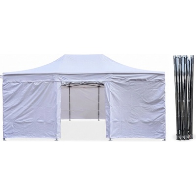 TENTino Nožnicový párty stan 4x6 m / 8 nôh STEEL HEXAGON 1A - BIELA