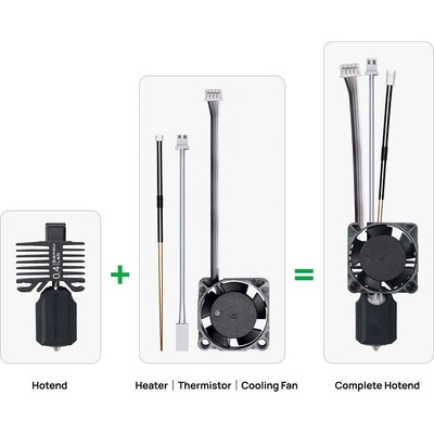 Bambu Lab Пълен Комплект Екструдер Hotend Hardened Steel Nozzle 0.4mm за X1C Series