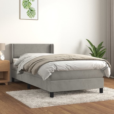 Petrashop 3130883 boxspring postel s matrací světle šedá samet