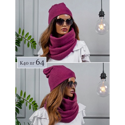 Fashionweek Moderni zimní set čepice a šála FAN01/K40 Amarant
