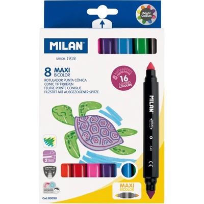 MILAN Флумастери Maxi Bicolour, 8 броя, 16 цвята (O1010180032)