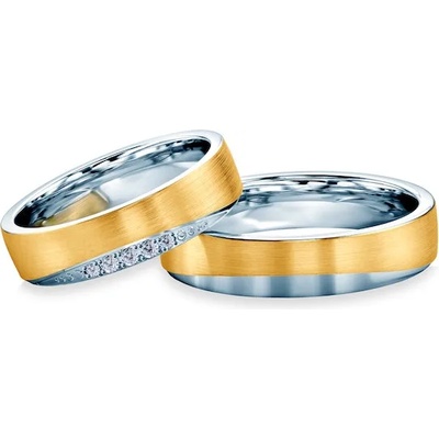 SAVICKI Сватбени халки: двуцветно злато, плоски. 5 мм