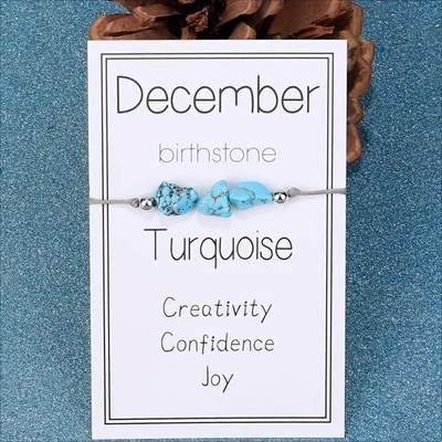 HARAHU Гривна с камък за месеца на раждане - Декември / Тюркоаз kp38757 (38757)