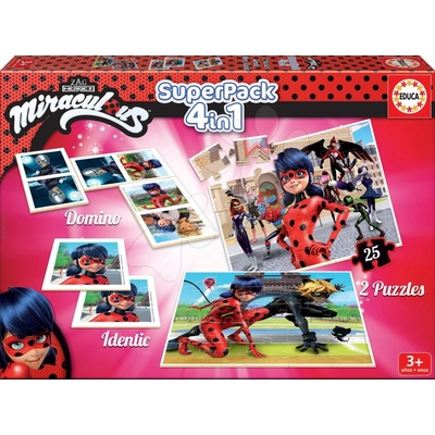 Educa Puzzle domino a pexeso Miraculous Ladybug Superpack