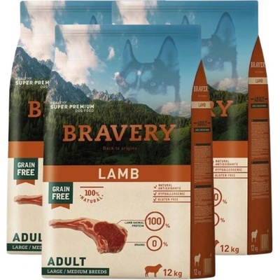 Bravery Dog Large/Medium Adult Lamb 3 x 4 kg