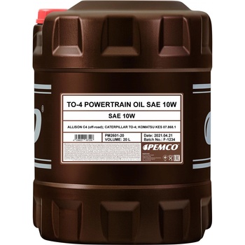PEMCO Трансмисионно масло PEMCO TO-4 Powertrain Oil SAE 10W 20L