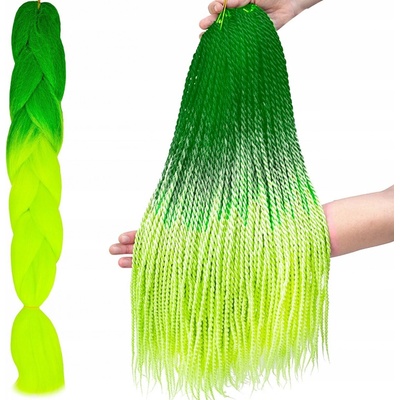 Vlasy Kanelové syntetické Copánky ombre Zelená