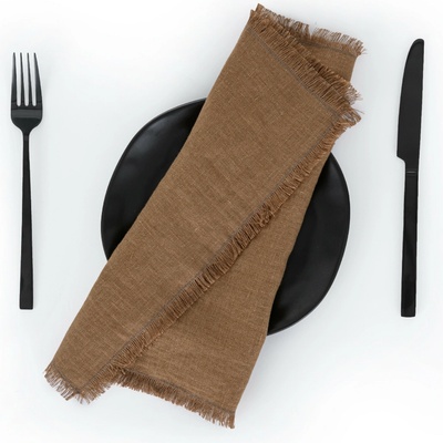 Tom Linen Prestieranie s strapcami Cinnamon 30x40cm