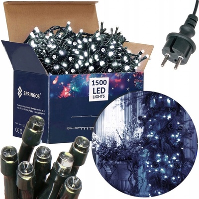 SPRINGOS LED svetelná reťaz 91,5m 1500LED IP44 studená biela