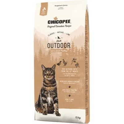 Chicopee Chicopee Classic Nature Line Adult Outdoor - пълноценна храна за пораснали котки от всички породи, над 1 година, БЕЗ ГЛУТЕН, живеещи на открито, с птици, 15 кг