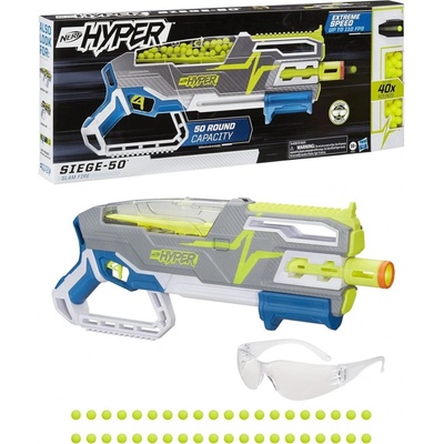 Nerf NERF Hasbro Hyper Siege 50 Pump Action Blaster and 40 Hyper Rounds